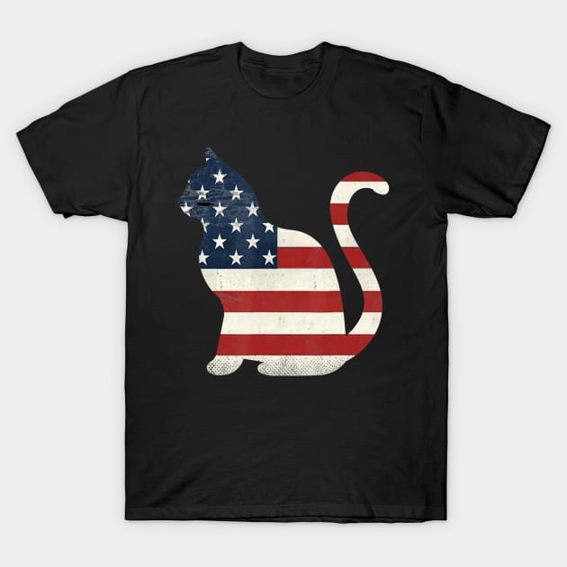 Proud Cat 4th of July American Flag Collections T-Shirt by crowominousnigerian 